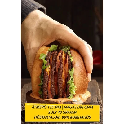 Koliber NYERS  Prime SMASH Burger MARHA húspogácsa 99%, 70g (120 db)