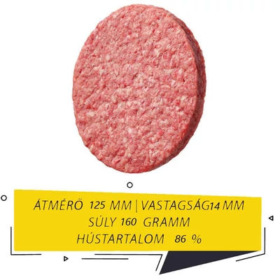 Koliber NYERS SERTÉS húspogácsa 86% 160g - Prémium (72db)