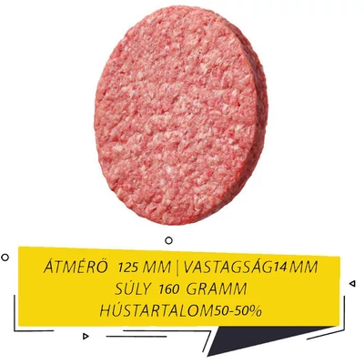 Koliber NYERS SERTÉS-MARHA 42-44 % húspogácsa 86% 160g - Prémium (72db)