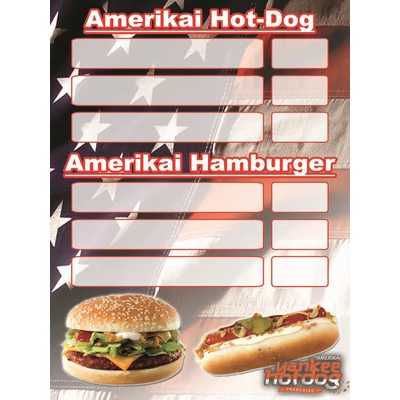 Ártábla A/3 - hotdog + hamburger, üres mezők