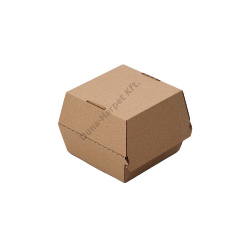 Hamburgeres barna összecsukható papírdoboz 12x12x8,2cm (75 db)