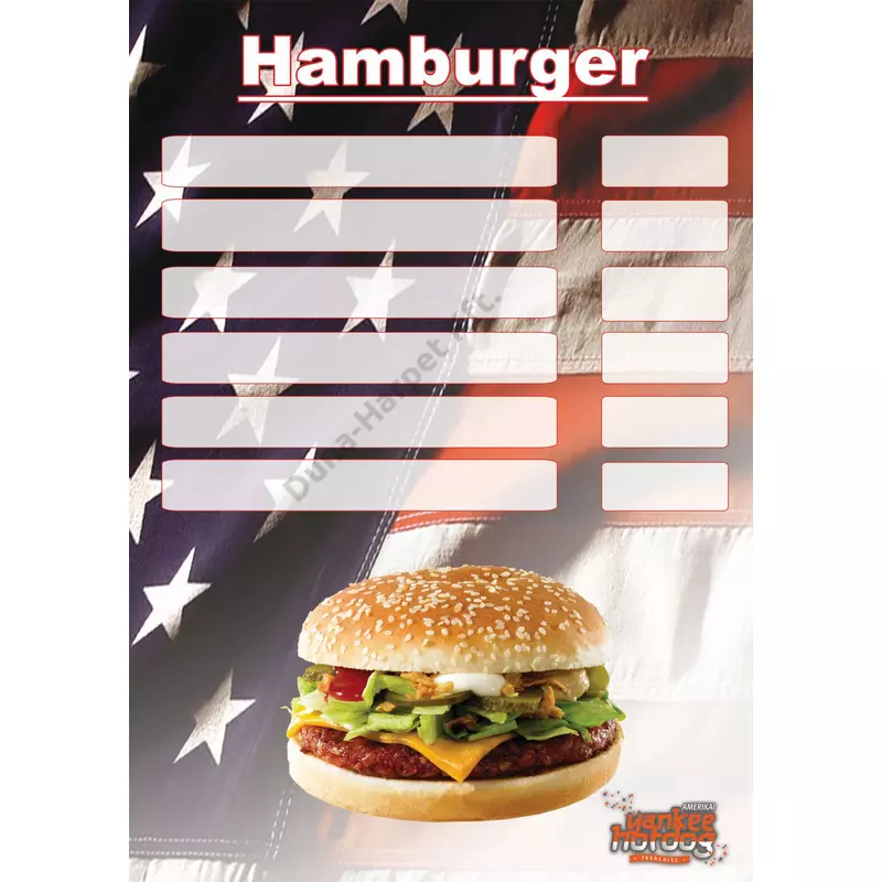 Ártábla A/3 - hamburger, üres mezők