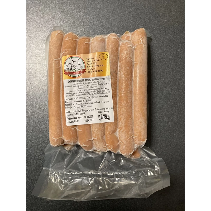 Fagyasztott sajtos-baconos hot-dog virsli (kb. 1 kg)