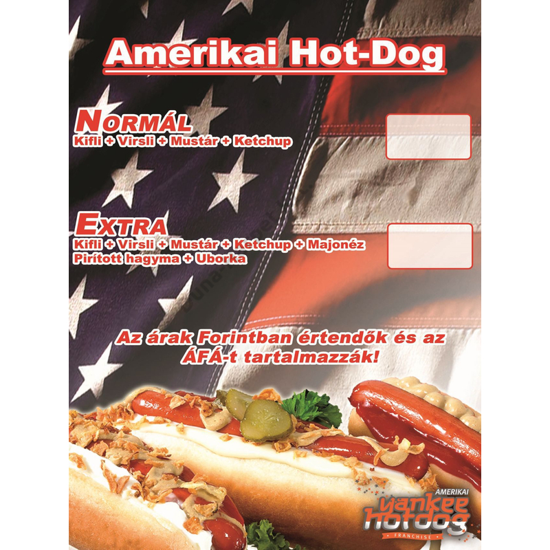 Ármatrica A/3 -  hotdog normál és extra