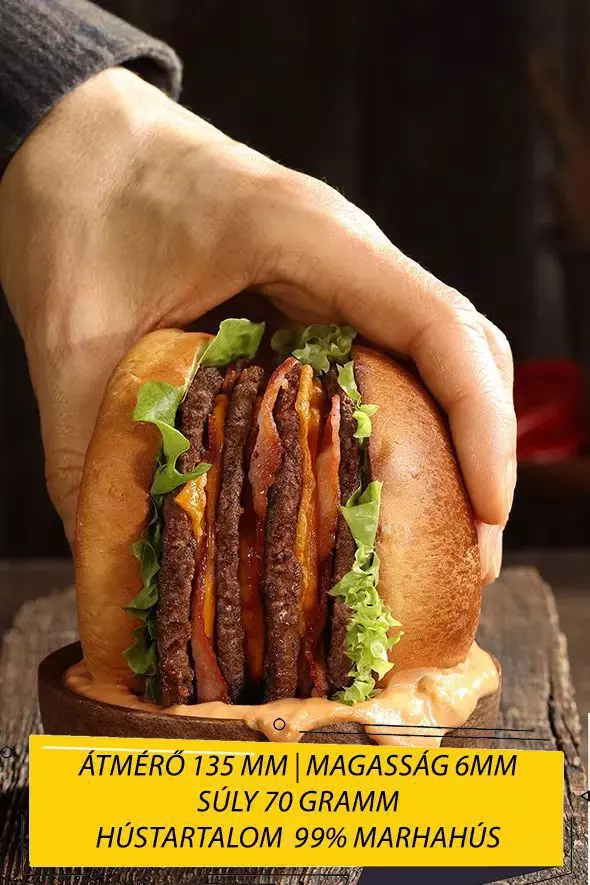 Koliber nyers Prime SMASH Burger marhahúspogácsa 99%, 70g (120 db)